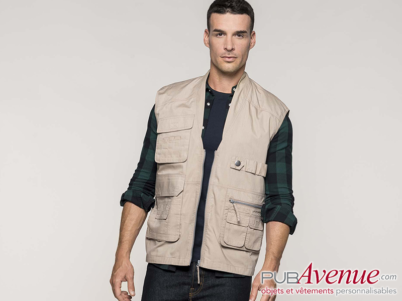 Gilet reporter multipoches personnalisé Gilet reporter multipoches personnalisé