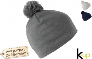 Bonnet pompon doublé polaire personnalisable pas cher 