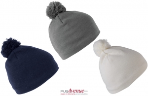 Bonnet pompon doublé polaire