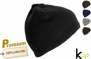Bonnet tricoté en coton biologique naturel