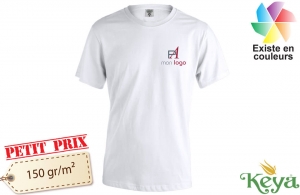 Tee shirt keya 150 blanc pour homme publicitaire personnalisé 