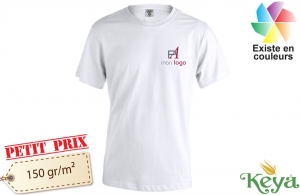 Tee shirt publicitaire keya 150 blanc pour homme