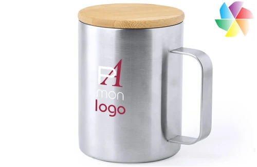 Mug thermique publicitaire personnalisé Ricaly en acier inoxydable 