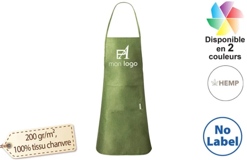 Tablier de cuisine personnalisé Leiza en fibre chanvre naturelle