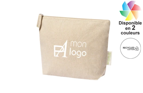 Trousse de toilette publicitaire personnalisée Plaum en coton recyclé certifié GRS 