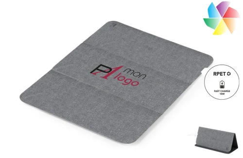 Tapis souris publicitaire personnalisé multifonction Kimy en RPET à chargeur sans fil 