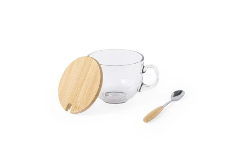 Tasse personnalisée Yirax de 420 ml couvercle bambou et cuillère