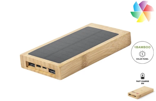 Batterie externe personnalisable powerbank publicitaire à charge solaire Diuk 10 000 mAh 