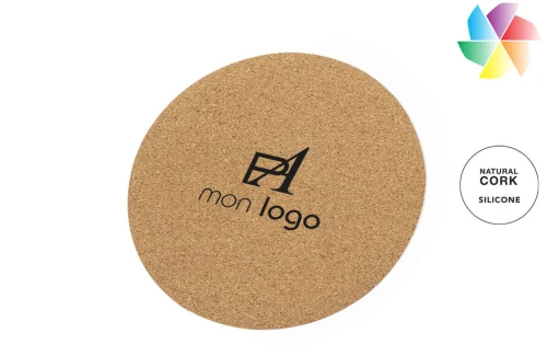 Tapis de souris bureau publicitaire personnalisé Topick format rond en liège naturel 