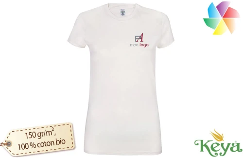 T-shirt bio keya MC150 écru naturel pour femme publicitaire personnalisé 