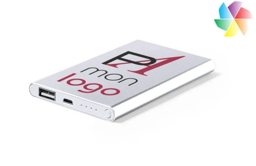 Batterie externe personnalisable 2.200 mAh powerbank publicitaire plat Blaus 