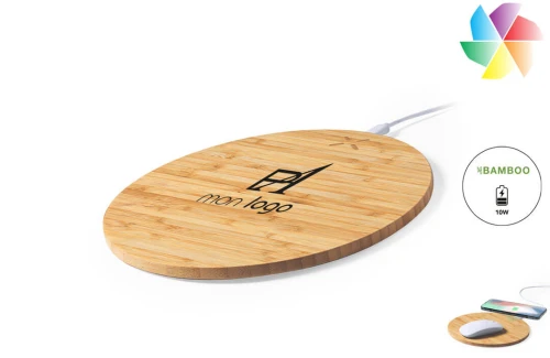 Tapis souris publicitaire personnalisé Bistol à chargeur induction sans fil 10W intégré 