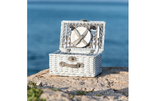 Panier isotherme picnic personnalisé Midland en osier blanc