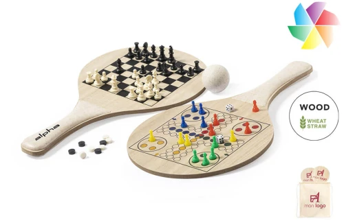 Raquette de plage personnalisée Pecter multi jeu en bois écologique