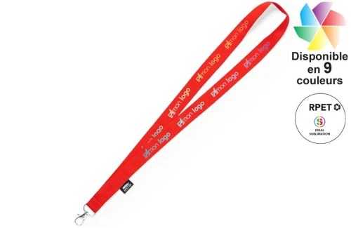 Cordon tour de cou publicitaire personnalisé Loriet lanyard promotionnel spécial sublimation pour logo quadri ou photo 