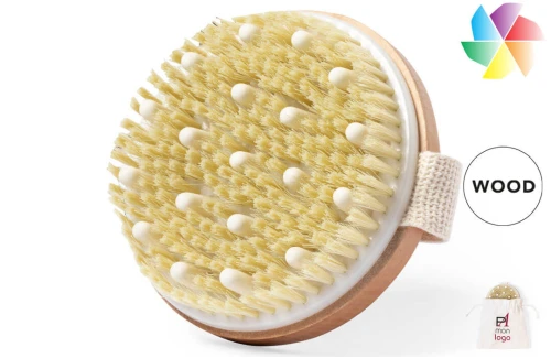 Brosse de massage exfoliante publicitaire personnalisé Ruck en bois naturel 