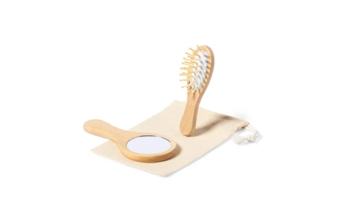 Set de toilette personnalisé Dianex kit miroir et brosse en bois
