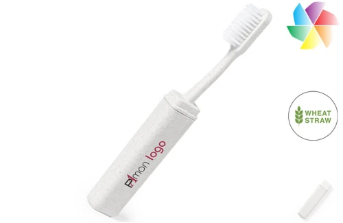 Brosse à dents pliable publicitaire personnalisée Duncan en fibre de blé 
