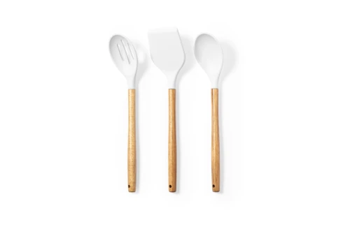 Set de cuisine personnalisé Zaidax 3 spatules en silicone et bois