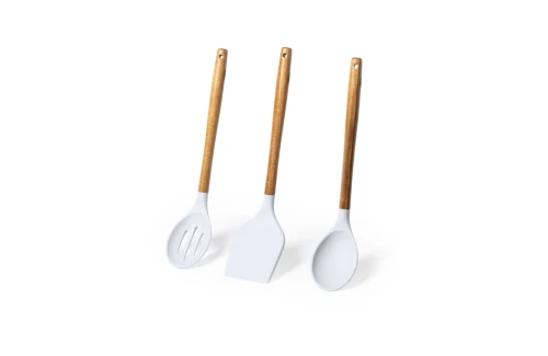 Set de cuisine personnalisé Zaidax 3 spatules en silicone et bois