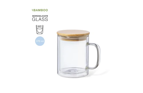 Tasse thermique isotherme personnalisée Laik en verre de 370 ml