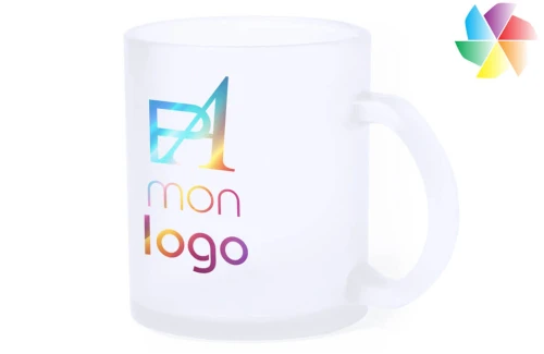 Mug publicitaire personnalisé en verre translucide Amira pour sublimation 