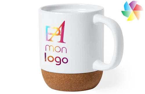 Grande tasse publicitaire personnalisée Roset à base en liège pour sublimation 