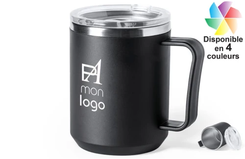 Mug isotherme publicitaire personnalisé Tikam acier inoxydable mat 