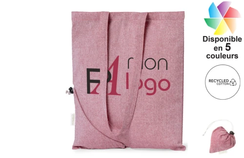 Sac shopping publicitaire personnalisé pliable Biyon en coton recyclé certifé GRS 