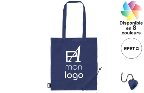 Sac fourre tout personnalisé tote bag publicitaire pliable en RPET recyclé Lulu 