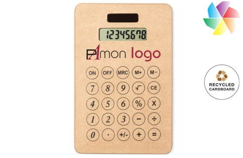 Calculatrice publicitaire personnalisé solaire à 8 chiffres Vulcano en carton recyclé 