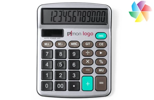 Calculatrice publicitaire personnalisé à 12 chiffres Tueris aluminium et ABS 