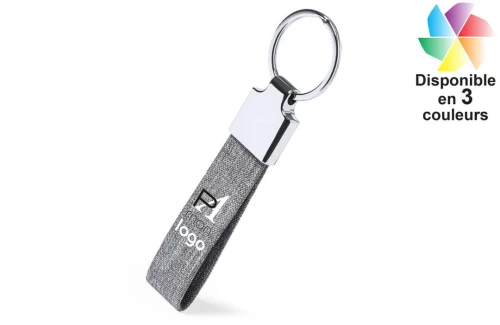 Porte-clés publicitaire personnalisé avec ruban en polyester RPET Branis 