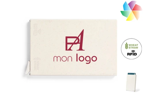 Porte cartes bancaire publicitaire personnalisé RFID Faxol en fibre de blé 