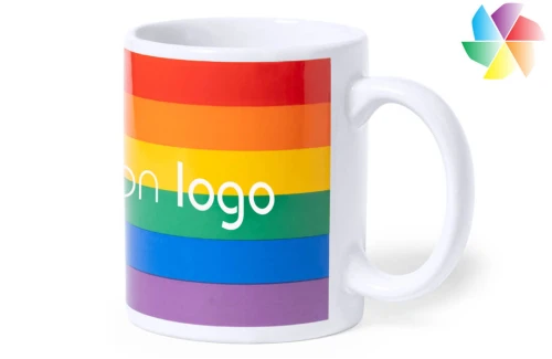 Mug rainbow arc en ciel Mercurik publicitaire personnalisé 