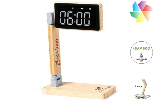 Horloge de bureau publicitaire personnalisée Edres à chargeur sans fil intégré 