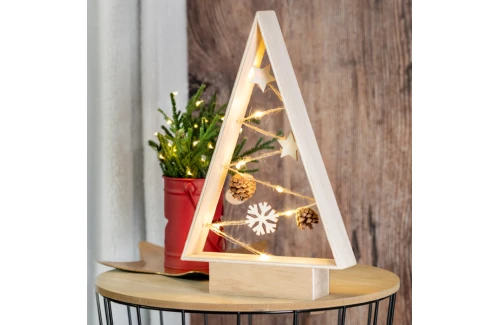 Sapin de Noël de bureau personnalisé en bois naturel avec LED Allurex