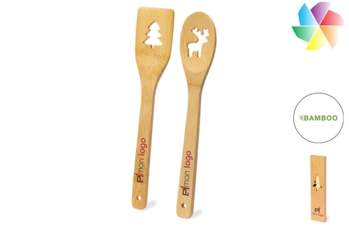 Ensemble de spatule publicitaire personnalisé Hellen set de cuisine en bois 