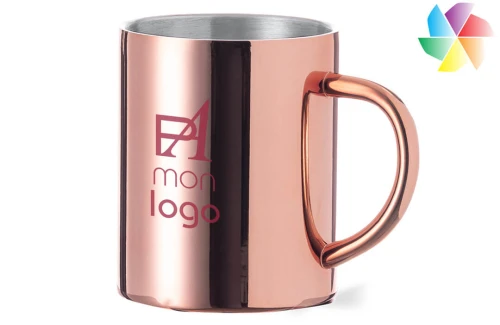 Mug publicitaire personnalisé à double paroi Belon en cuivre galvanisé 