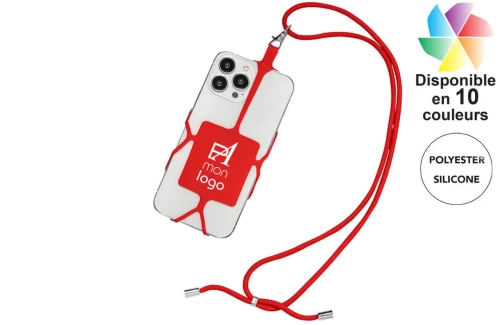 Cordon tour de cou personnalisé Sebly lanyard publicitaire avec porte téléphone 