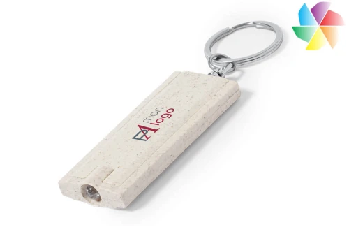 Porte-clés publicitaire personnalisé lampe torche en fibre de blé recyclé Tasex 