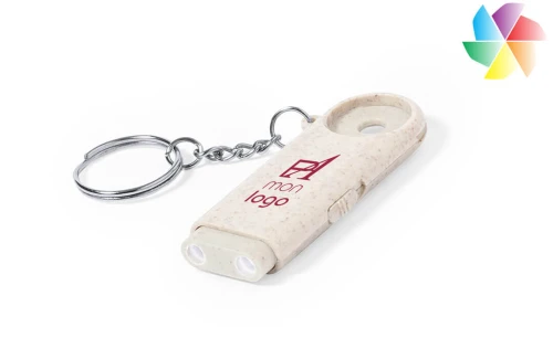 Porte-clés jeton de caddie publicitaire personnalisé écologique en fibre de blé Evelyn 