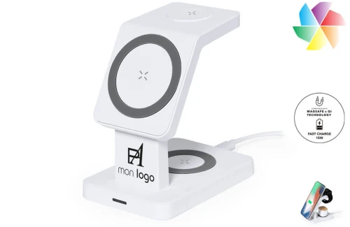 Chargeur de téléphone sans fil publicitaire personnalisé station Multi charge 15 w Krastop 