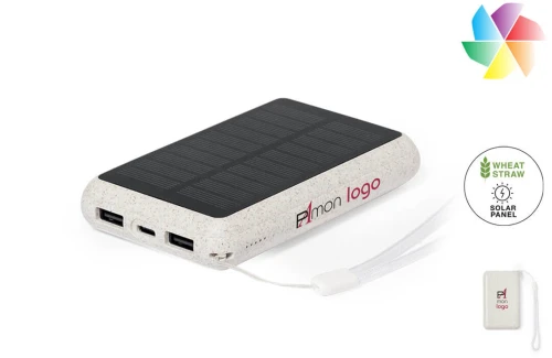 Batterie externe personnalisable powerbank publicitaire à charge solaire Dawson 5000 mAh 
