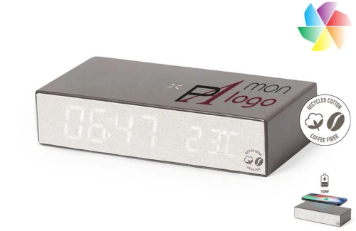 Horloge réveil matin multifonction publicitaire personnalisée Barret à chargeur sans fil 