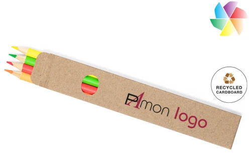 Boîte de crayon publicitaire personnalisée Tucker set de 4 crayons couleur en carton recyclé 