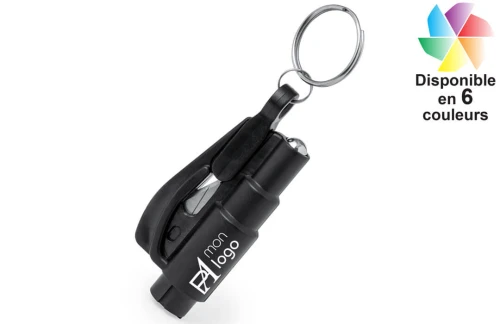 Porte-clés publicitaire personnalisé marteau de secours et lame coupe-ceinture Admir 