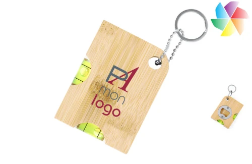 Porte-clés publicitaire personnalisé multifonction ouvre canette et niveau à bulle Nish 