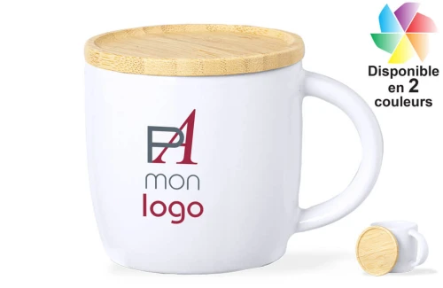 Tasse personnalisée Zenara de 350 ml avec couvercle en bambou