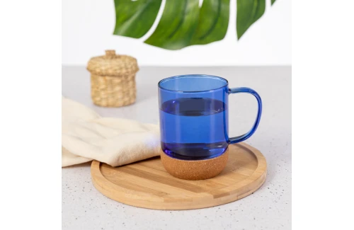 Grand mug personnalisé Saryne de 450 ml en verre et liège